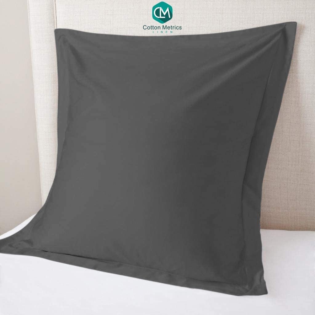 Cotton Metrics – Juego de 2 fundas de almohada cuadradas europeas de alta calidad, color gris, 600 hilos, 100% algodón orgánico, fundas de almohada