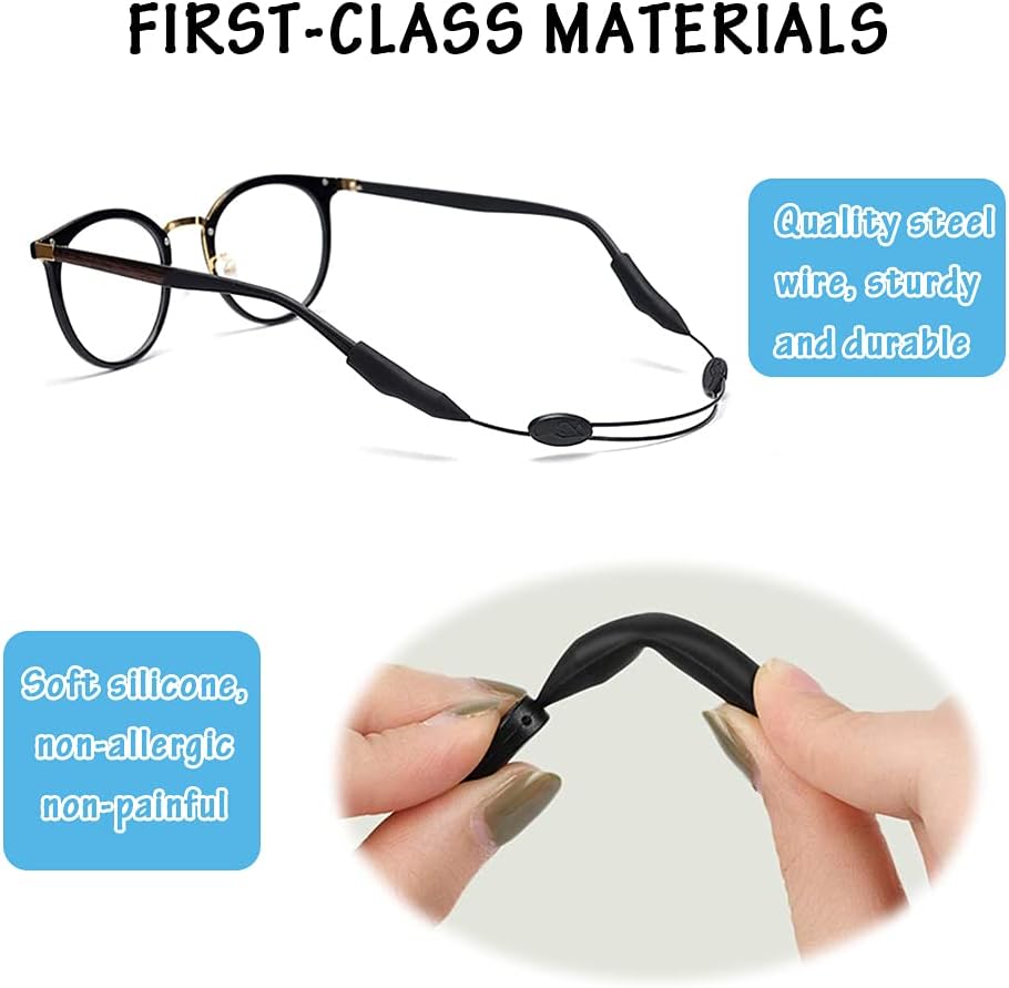 BERYLER Paquete de 4 correas ajustables para gafas, correa duradera para lentes de sol, correa impermeable para gafas, correa antideslizante para