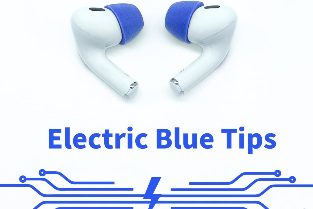 Comply Almohadillas de espuma para Apple AirPods Pro Generation 1 y 2, medianas, azul eléctrico, 3 pares, máxima comodidad, ajuste inquebrantable,