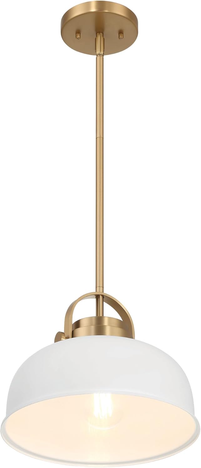 Robert Stevenson Lighting Arte – Lámpara de techo industrial de 2 tonos de metal, blanco y dorado