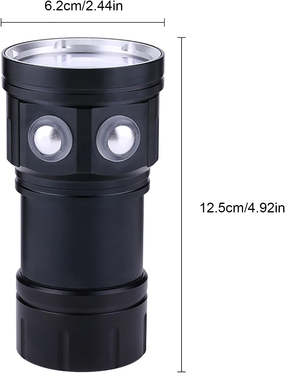 Linterna de buceo, luz de buceo, 180W 18000 lúmenes IPX8 Equipo de buceo impermeable, 984.3 ft a 1,640.4 ft de luz de buceo con 3 luces y 7 modos,