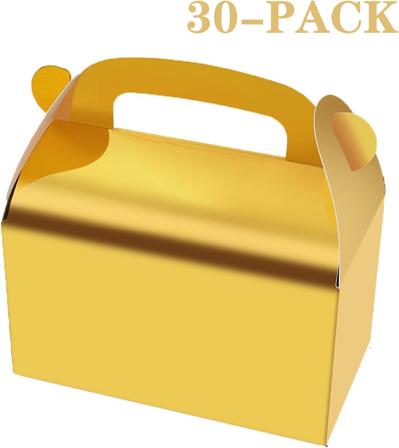 Oletx Paquete de 30 cajas de regalo de fiesta doradas, cajas de regalo, cajas de regalo de papel a dos aguas con asas. Perfecto para bodas,