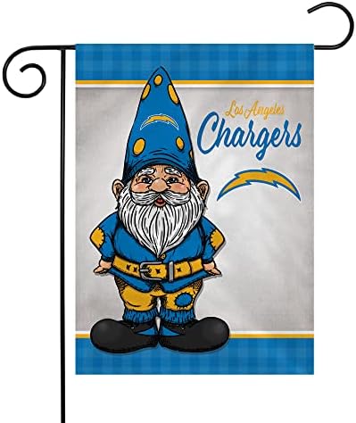 Rico Industries NFL Football Los Angeles Chargers Gnomo Spring – Bandera de jardín de doble cara de 13 x 18 pulgadas