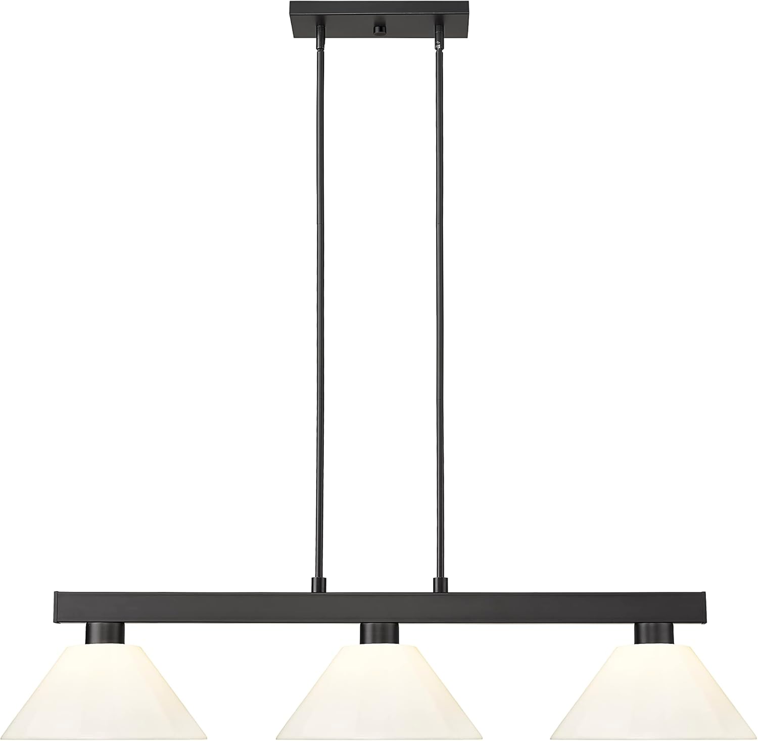 Cobalto – Billar de 3 luces con sombra, 8 pulgadas de alto y 14 pulgadas de ancho, acabado negro mate, color blanco