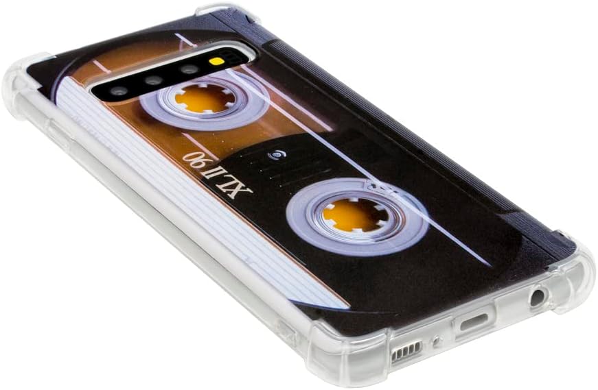 FAteam – Funda para Galaxy S10 Plus, con esquinas reforzadas, TPU suave, parachoques suave, cinta de casete de música retro, compatible con Samsung