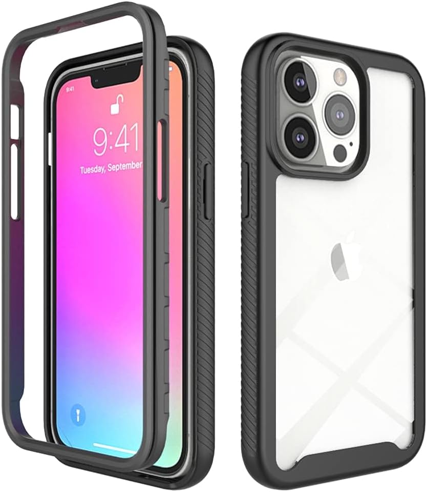Asuwish Funda para iPhone 13 de 6.1 pulgadas con protector de pantalla de vidrio templado y soporte delgado, funda protectora híbrida resistente