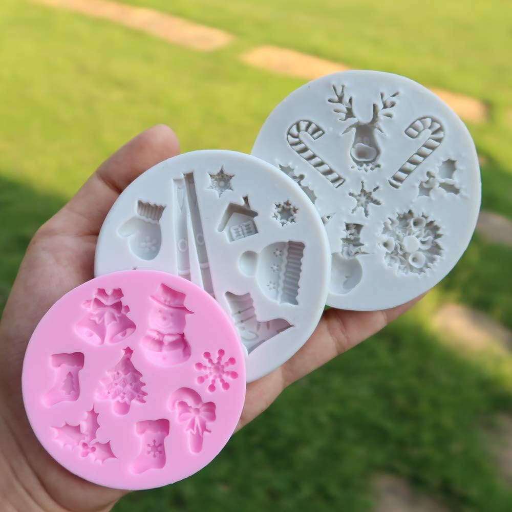 3 moldes de silicona para fondant, 25 cavidades 3D de Navidad, decoración de tartas de azúcar, decoración de cupcakes, proyectos de manualidades,