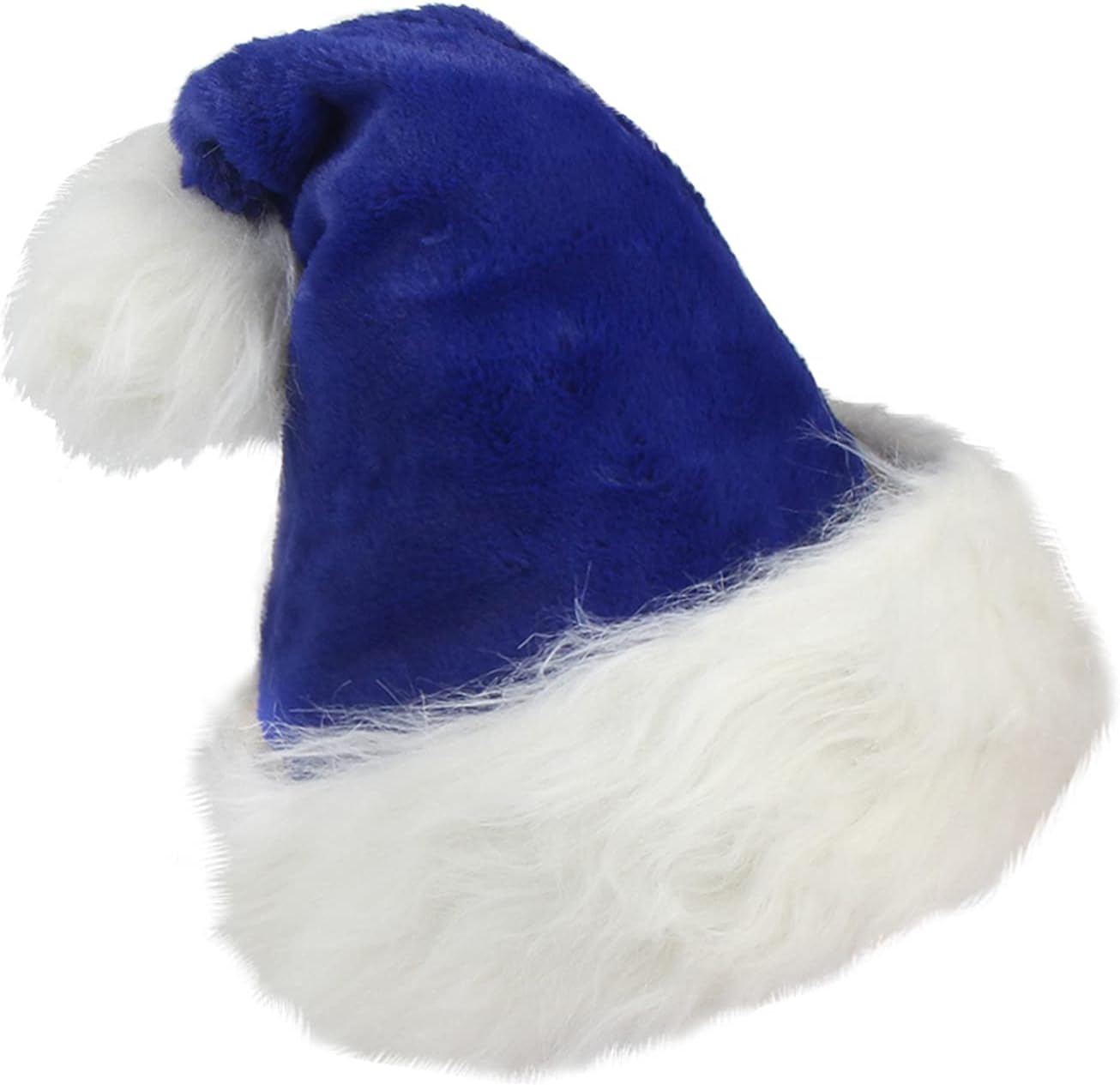 LOMIMOS Sombrero de Papá Noel de Navidad, sombrero de felpa de terciopelo azul para adultos, decoración del hogar, suministros de fiesta