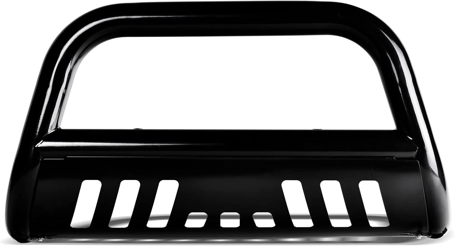 Cepillo de barra de parachoques delantero negro con placa deslizante compatible con 05-21 Frontier  05-07 Pathfinder  05-15 Xterra