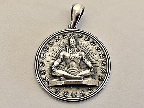 Shiva Pendant Sterling Silver 925 Om Ohm Symbol Large Meditation Charm Chakra Namaste Healed Buddha Yoga Teacher Spiritual Jewelry