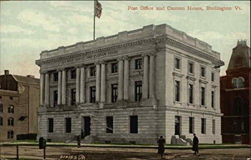 Post Office and Custom House in Burlington, Vermont Burlington VT Original Antique Postcard