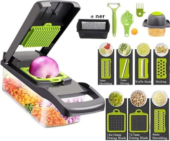 THE PERFECT PART Cortador de frutas y verduras 14 en 1, cortador de alimentos cebolla vegetariana, rebanador de cocina