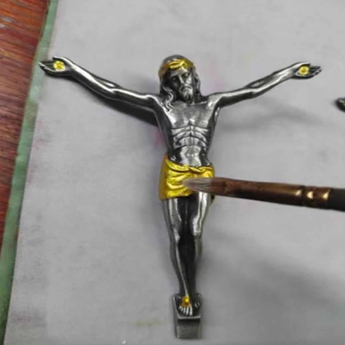 Crucifix Wall Cross, 10 Inch Wood Crucifix for Wall, with Wooden Rosary, Handmade Catholic Crosses