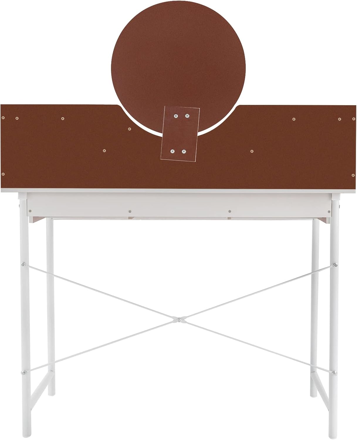 TFCFL Escritorio de tocador con espejo, tocador de maquillaje MDF con 3 dibujos para mujeres y niñas (blanco)