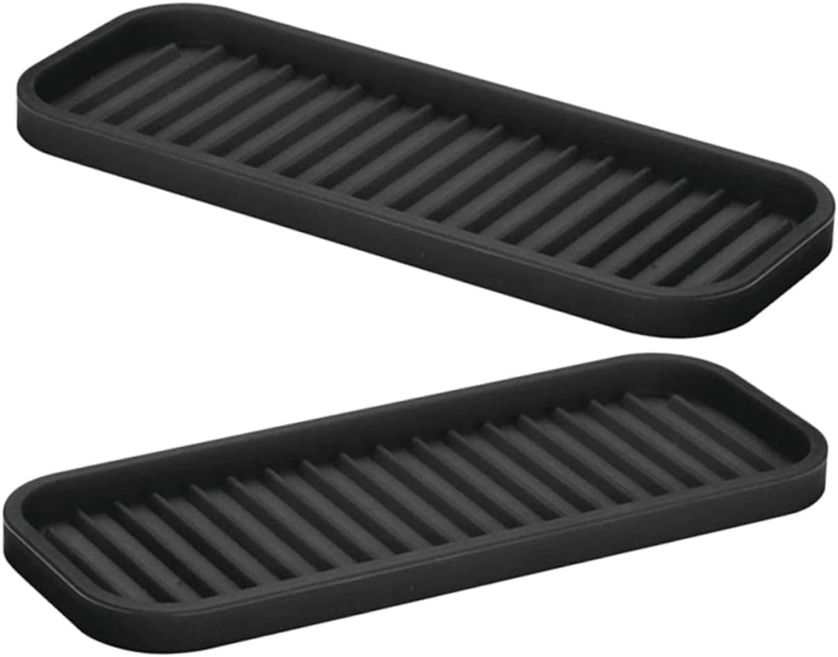 HOMSFOU Estera de silicona 2 uds. Cubiertos de silicona para mostrador de silicona Alfombrilla de secado de platos Bandeja de artículos de tocador