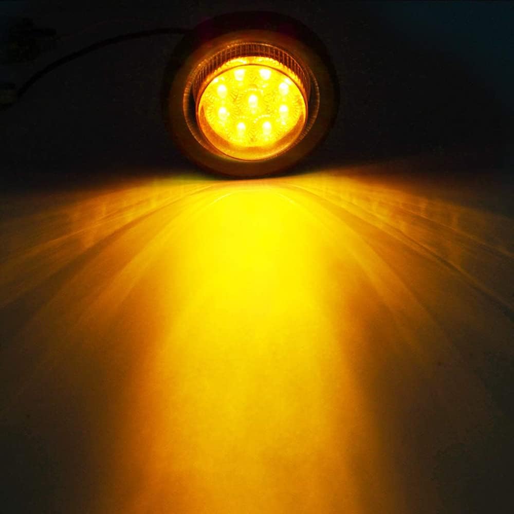 Baceyong Luces de marcador de remolque, 10 luces redondas de remolque ámbar de 2 pulgadas para camiones de caravana, luces de marcador de