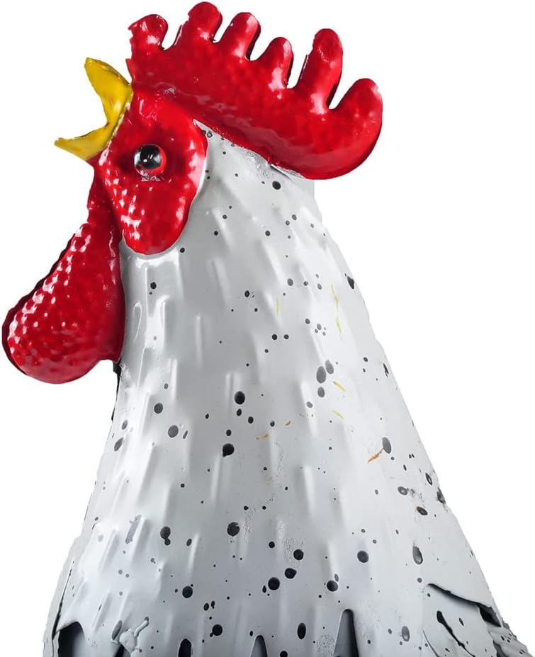 Estatua de gallo escultura de pollo, decoración de jardín, arte de metal para decoración de patio al aire libre (#E)