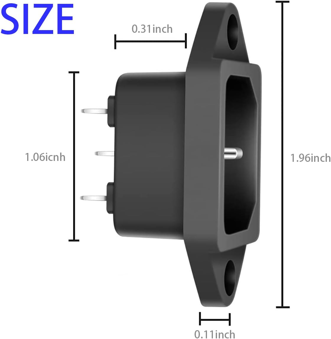 JUNAHAA MXR – Adaptador de enchufe para montaje en panel, 4 unidades, CA 250 V, 10 A, IEC 320 C14, conector de alimentación de enchufe de