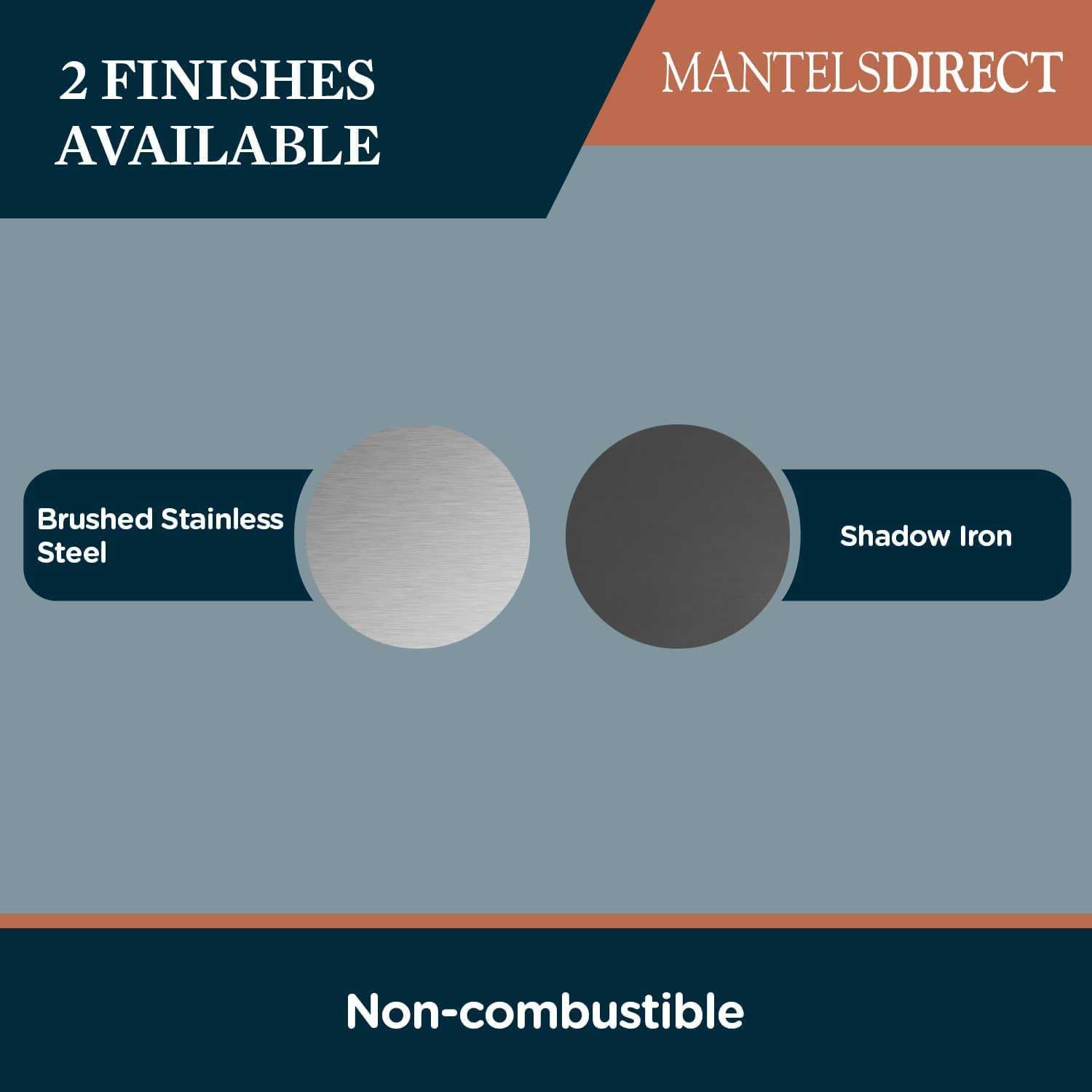 MANTELSDIRECT Titus – Estante de metal de acero inoxidable para repisa, acabado cepillado de 68 pulgadas, hermoso estante moderno, perfecto para