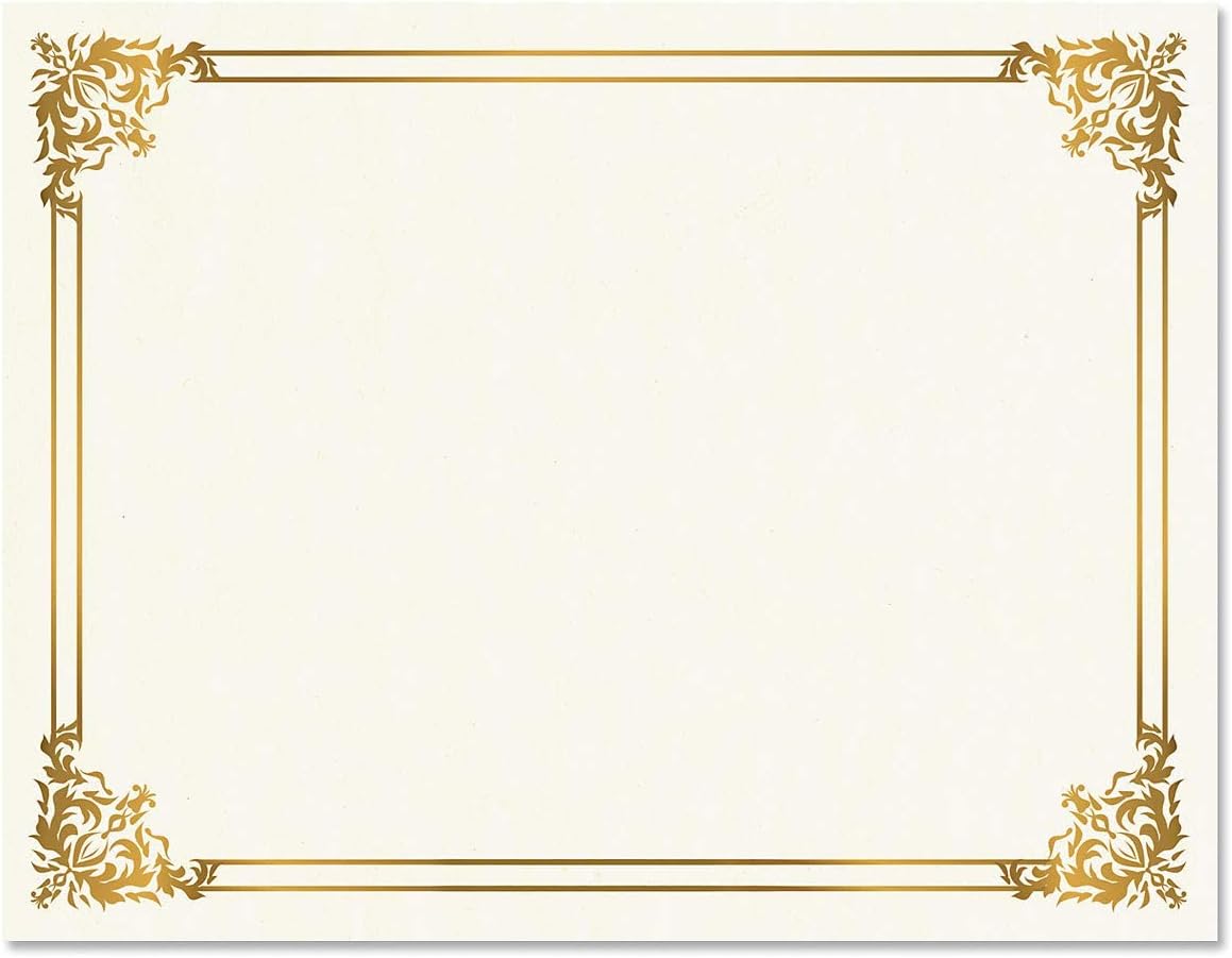 Empire Gold & White Parchment Certificate Papers – Paquete de 100, compatible con impresoras láser y de inyección de tinta, para oficina, premios de