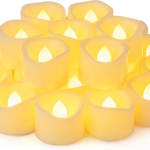Paquete de 24 velas LED de té de 1.5 x 1.2 pulgadas, pequeñas velas votivas parpadeantes sin llama para exteriores, velas de té falsas eléctricas Paquete de 24 velas LED de té de 1.5 x 1.2 pulgadas, pequeñas velas votivas parpadeantes sin llama para exteriores, velas de té falsas eléctricas
