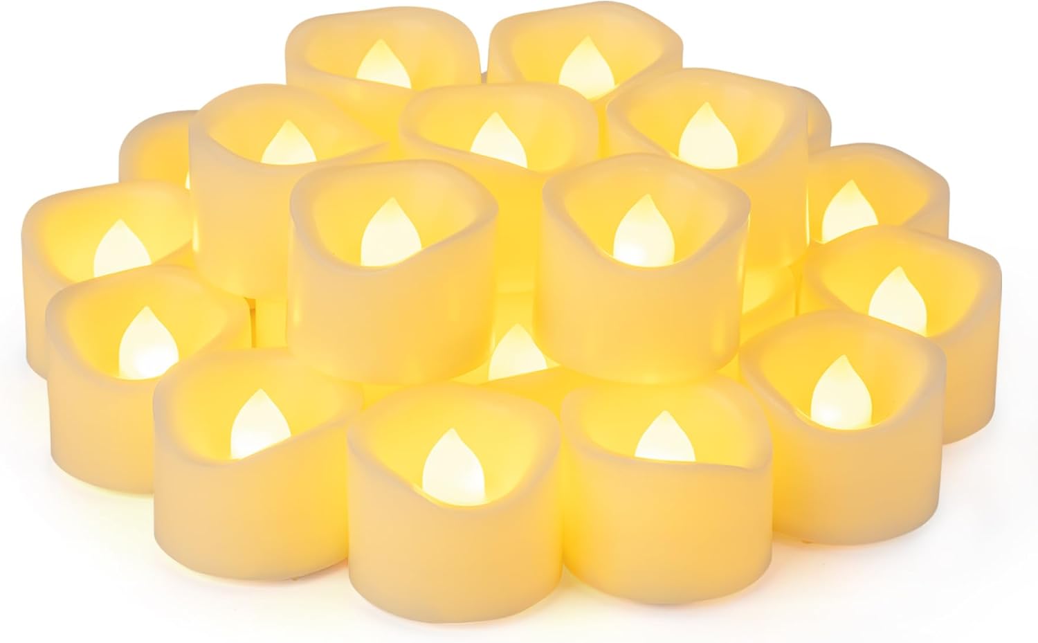 Paquete de 24 velas LED de té de 1.5 x 1.2 pulgadas, pequeñas velas votivas parpadeantes sin llama para exteriores, velas de té falsas eléctricas