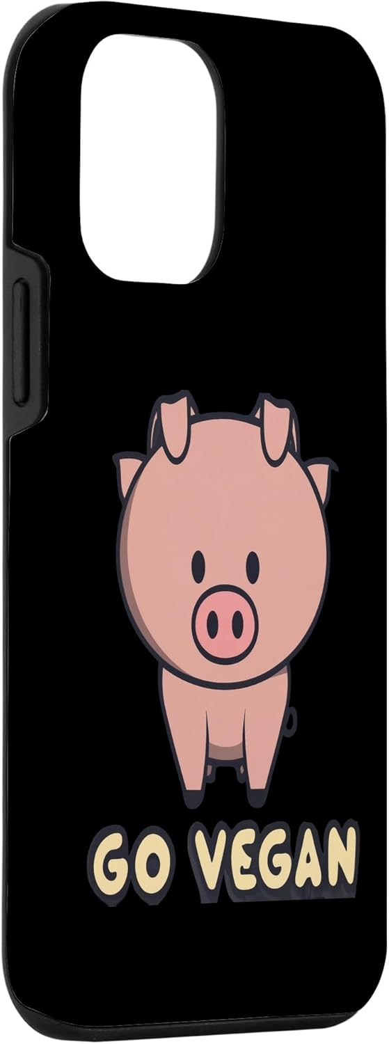 Funda para iPhone 12 mini go vegan funny pig typography illustration veggies
