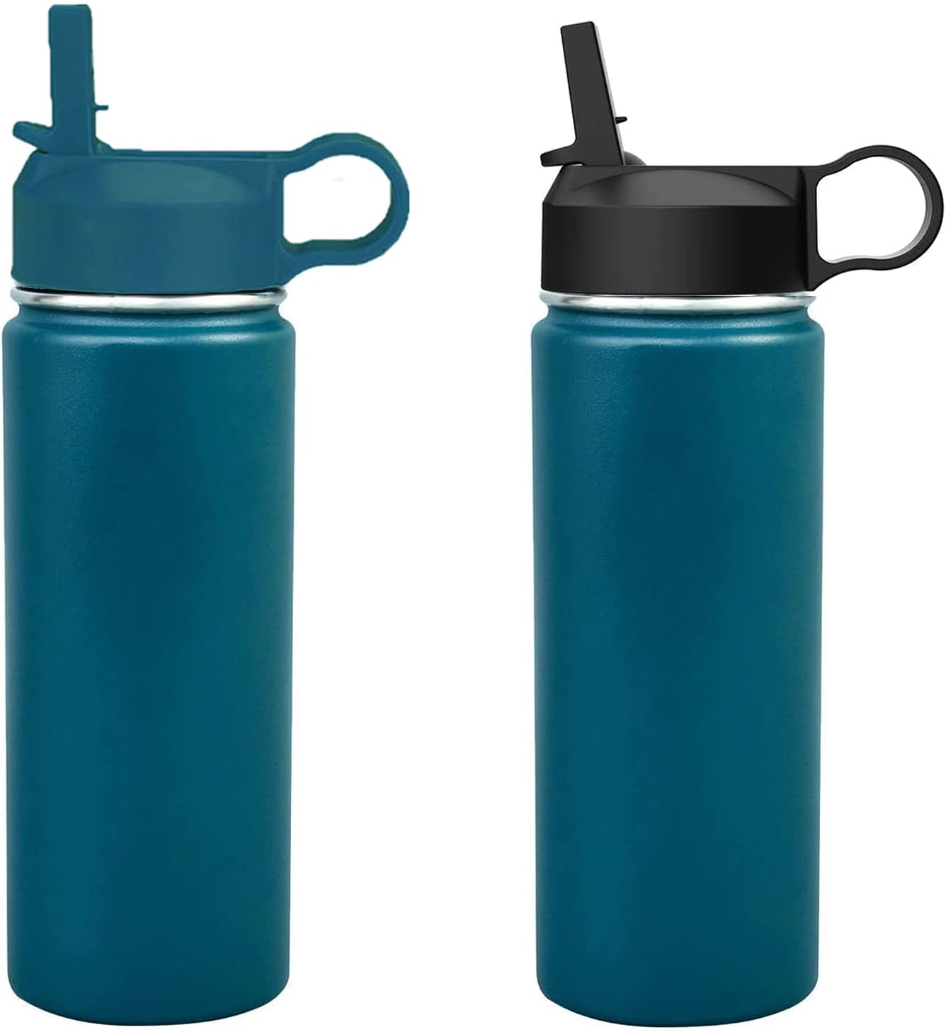 Tapas de pajita de boca ancha compatibles con la mayoría de botellas de agua deportivas, 2 tapas, 2 popotes largos, 2 cepillos en 1 paquete