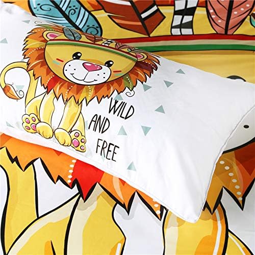Wild & Free – Juego de ropa de cama de león tribal con diseño de animal de león, ropa de cama de tela para el hogar para niños, niñas, adolescentes