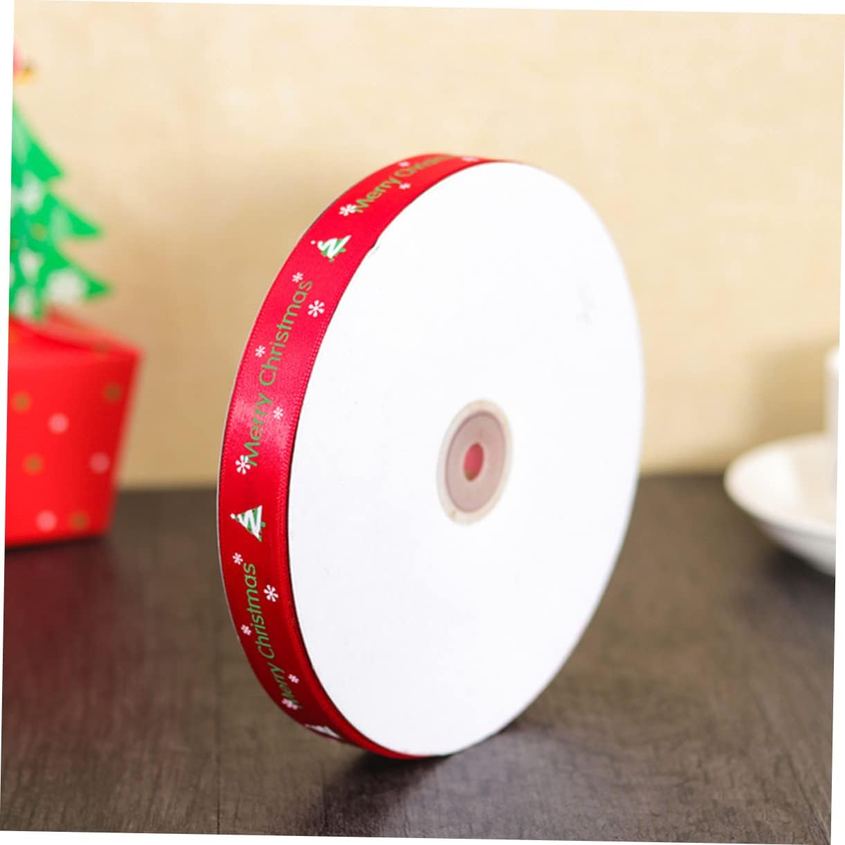 EXCEART 2 unids Navidad Impreso Cintas de Alambre Cinta de Satén de Navidad Cinta de Embalaje Cintas Artesanales Cintas de Fabricación de Cintas de