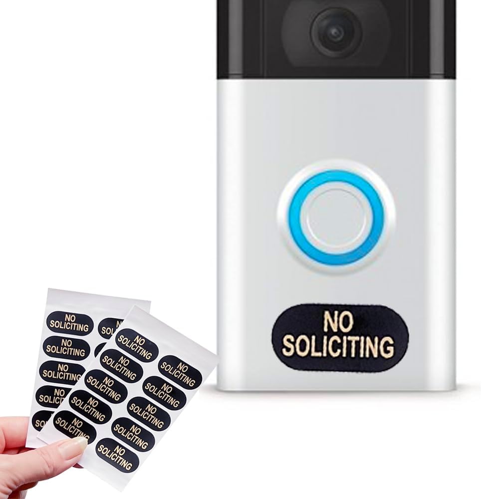 Letrero de no solicitar para casa, paquete de 20 calcomanías de no solicitar, letrero de no solicitud para timbre de video en anillo, impermeable,