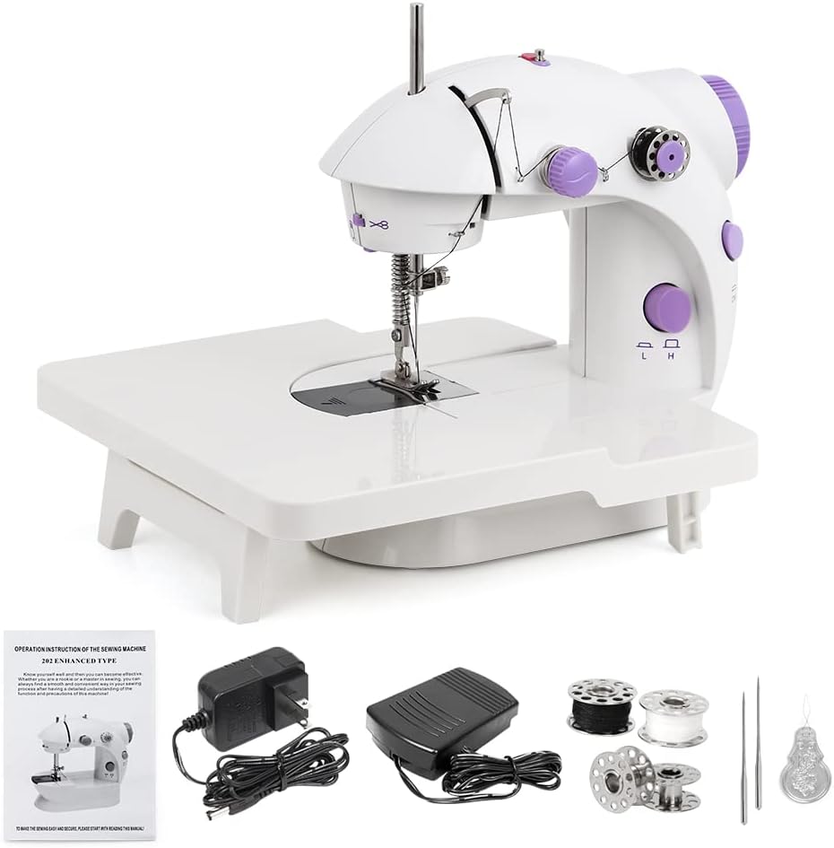 Mini máquina de coser para uso diario, manual y práctica manualidades, reparación con doble hilo de 2 velocidades