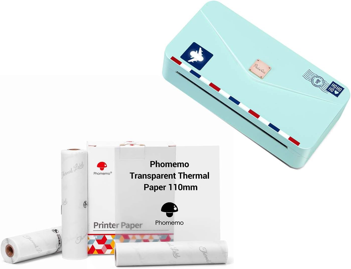 Phomemo Mini impresora M04AS con paquete de papel adhesivo transparente de 4.331 in
