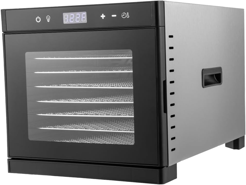 Deshidratadores de alimentos para encimera, máquina secadora de acero inoxidable con temporizador digital ajustable de 24 horas, control de
