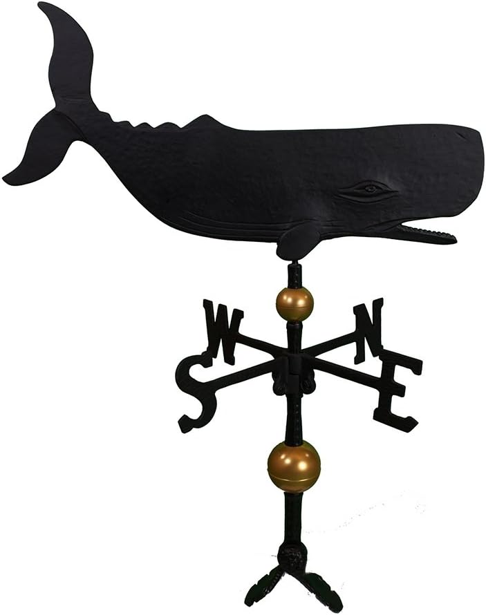 Veleta de lujo de 32 pulgadas con adorno de ballena negra satinada