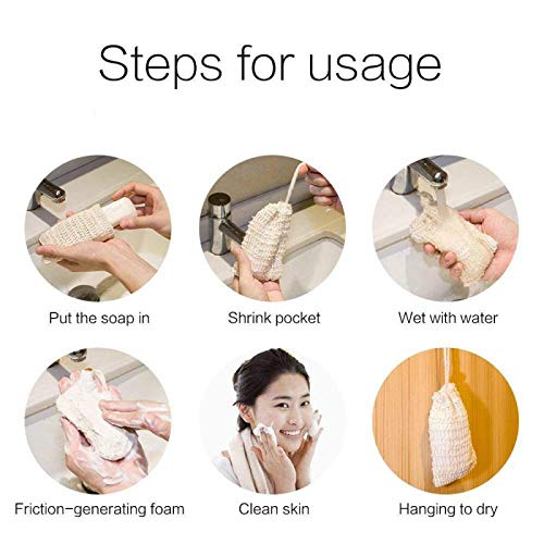 15 bolsas ahorradoras de jabón natural de sisal exfoliante bolsa de jabón con cordón para ducha y baño, 5.5 x 3.5 pulgadas
