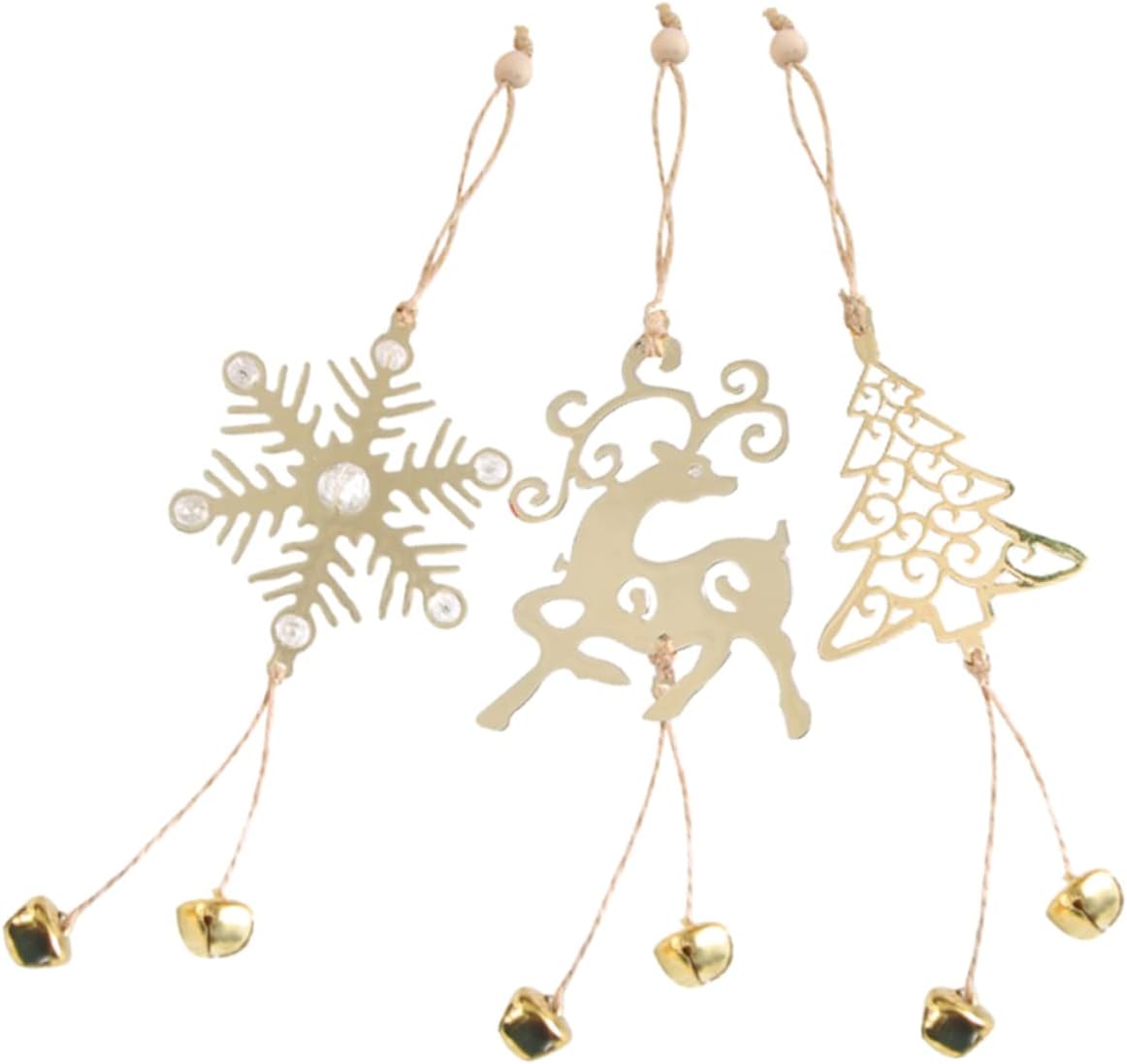 3 adornos de Navidad, adornos de metal, decoración de Navidad, decoración del hogar, árbol de Navidad, letrero colgante de deseo, adornos colgantes