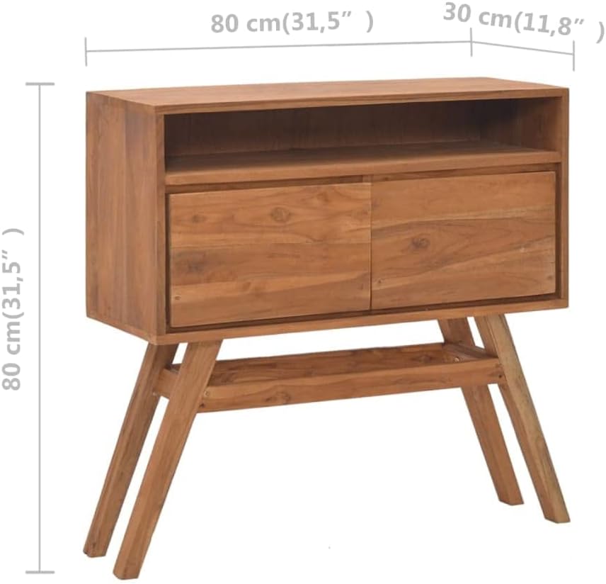 Mesa consola de teca maciza con acabado natural, mesa auxiliar delgada y estrecha ideal para sala de estar, pasillo o mesita de noche, sala de