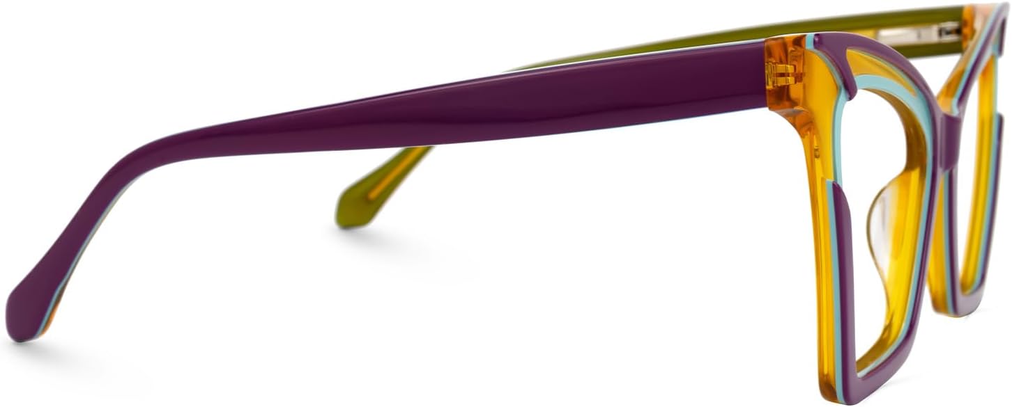 Zeelool Marco de gafas de ojo de gato de gran tamaño para mujeres con lentes transparentes sin receta Johnsie ZJGA606084
