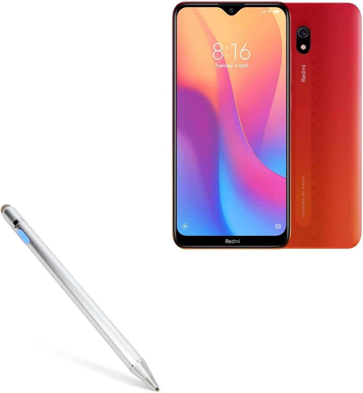 BoxWave Lápiz óptico compatible con Xiaomi Redmi 8A Dual – AccuPoint Active Stylus, lápiz digital electrónico con punta ultra fina, color plateado