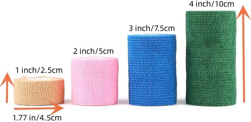 Paquete de 4 vendajes autoadhesivos cohesivos, cinta autoadhesiva para atletismo, muñeca, tobillo, rodillas, mascotas, esguinces de tobillo e