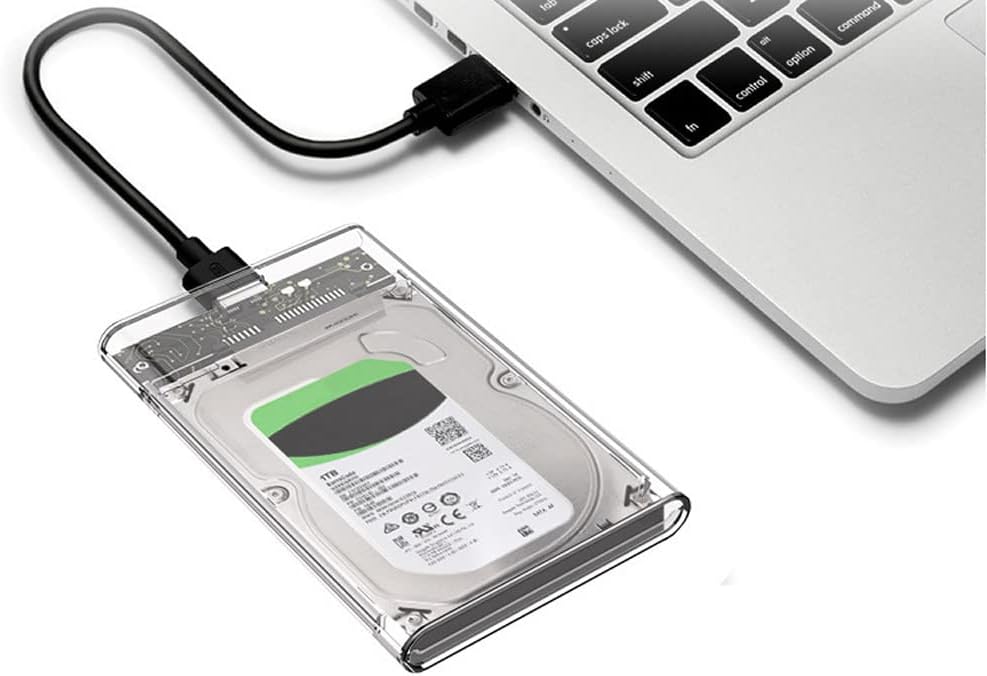 Tianle Carcasa para disco duro de 2.5 pulgadas, SATA a USB 3.1 6 Gbps, caja transparente para disco duro externo sin herramientas, compatible con