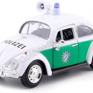 1966 Volkswagen Beetle Alemán Policía Coche Blanco y Verde 124 Diecast Model Car por Motormax 1966 Volkswagen Beetle Alemán Policía Coche Blanco y Verde 124 Diecast Model Car por Motormax