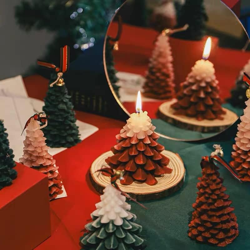 4 moldes de silicona para árbol de Navidad, moldes de velas 3D para hacer velas perfumadas, hechas a mano, jabón, bomba de baño, loción, barra de