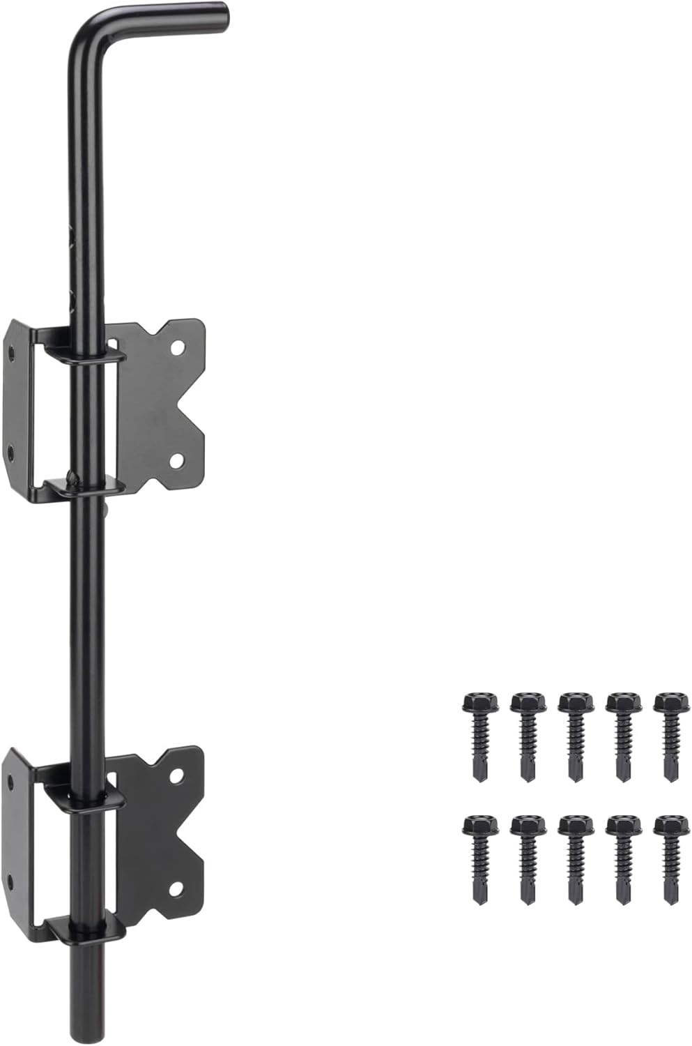 HILLMASTER Barra de caída de 18 pulgadas para valla de madera, pernos de acero para perno de caña para puertas de madera, acabado negro