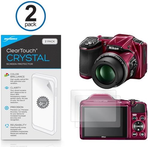 BoxWave – Protector de pantalla compatible con Nikon Coolpix L830, ClearTouch Crystal (paquete de 2), película HD, protege contra arañazos para