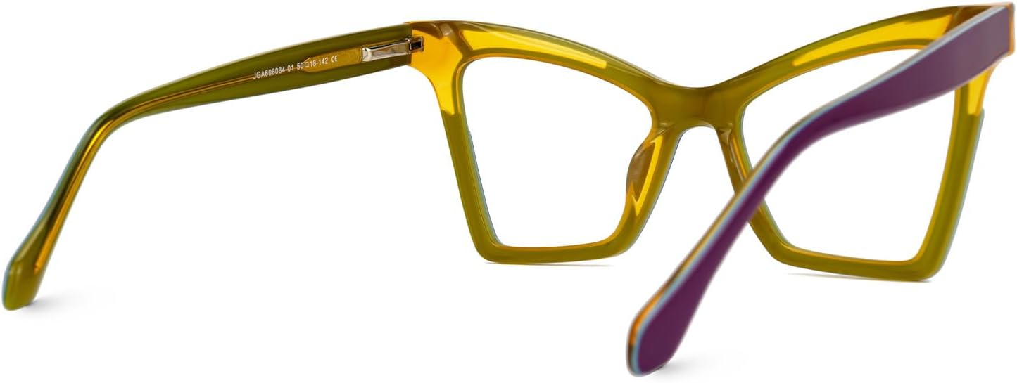 Zeelool Marco de gafas de ojo de gato de gran tamaño para mujeres con lentes transparentes sin receta Johnsie ZJGA606084