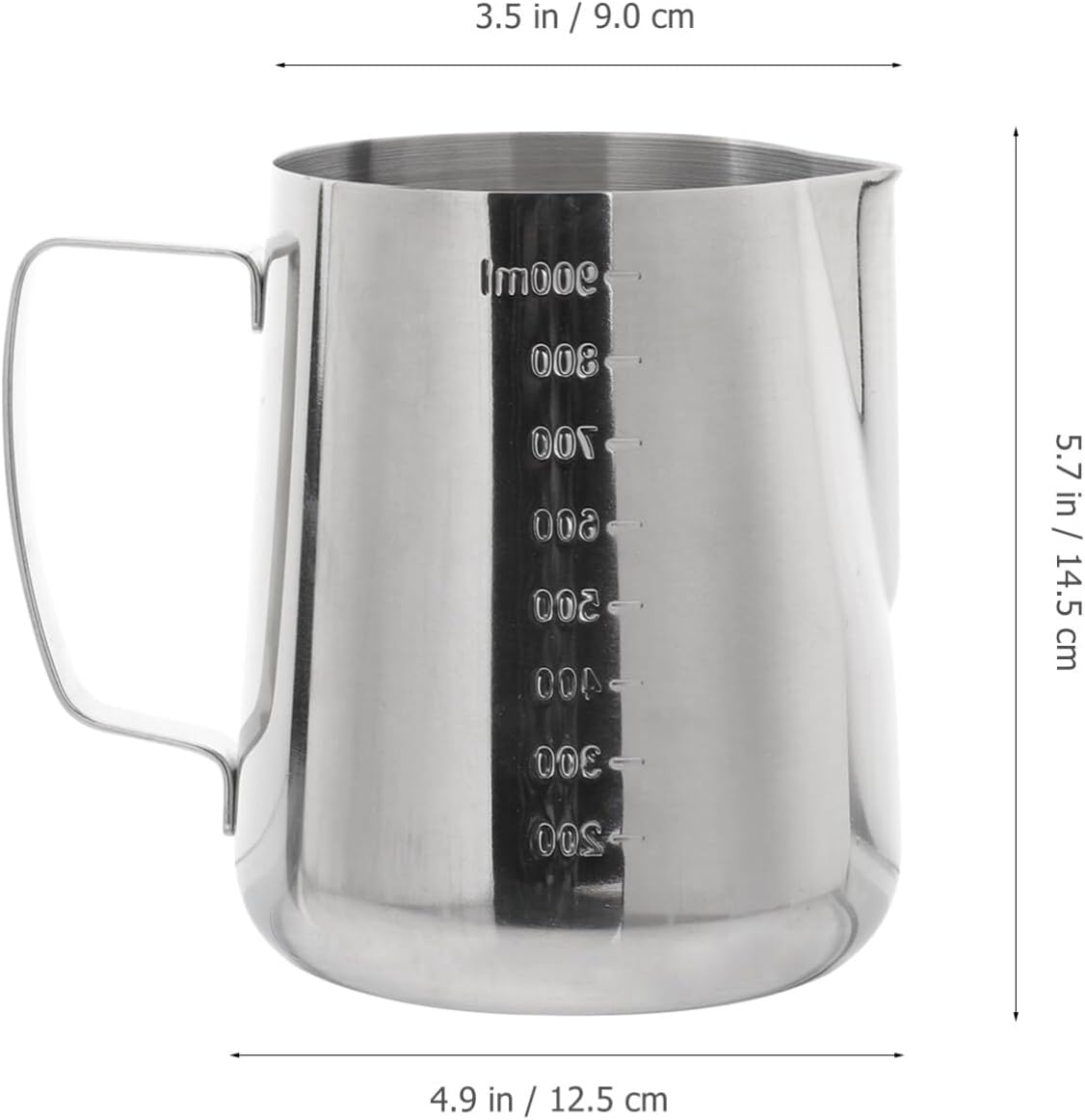 Luxshiny 1 juego de taza de acero inoxidable para verter jarra, jarra de crema, jarra de espresso, taza de café con leche, crema de café, espumador