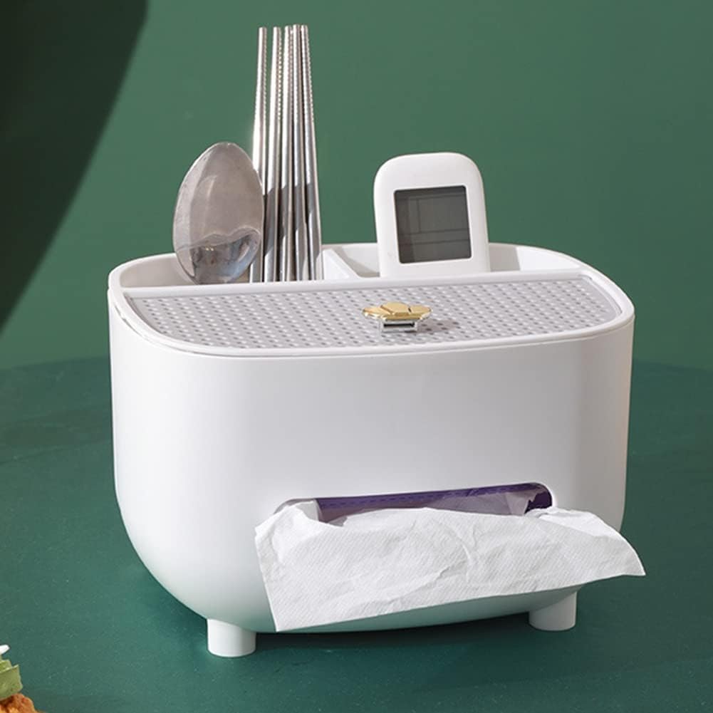 Ochine Caja de pañuelos con almacenamiento, funda para caja de pañuelos multifuncional, caja de control remoto, dispensador de pañuelos faciales,