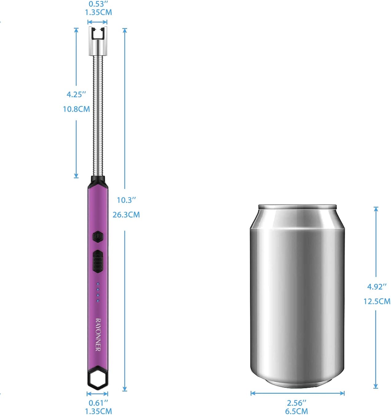 RAYONNER Encendedor eléctrico encendedor de velas recargable USB encendedor largo cuello flexible (rosa)
